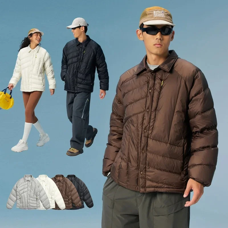 Men Women Winter Outdoor Lightweight Fashion Loose Casual Hiking Waterproof Track Duck Down Jacket Unisex Streetwear Warm Coat