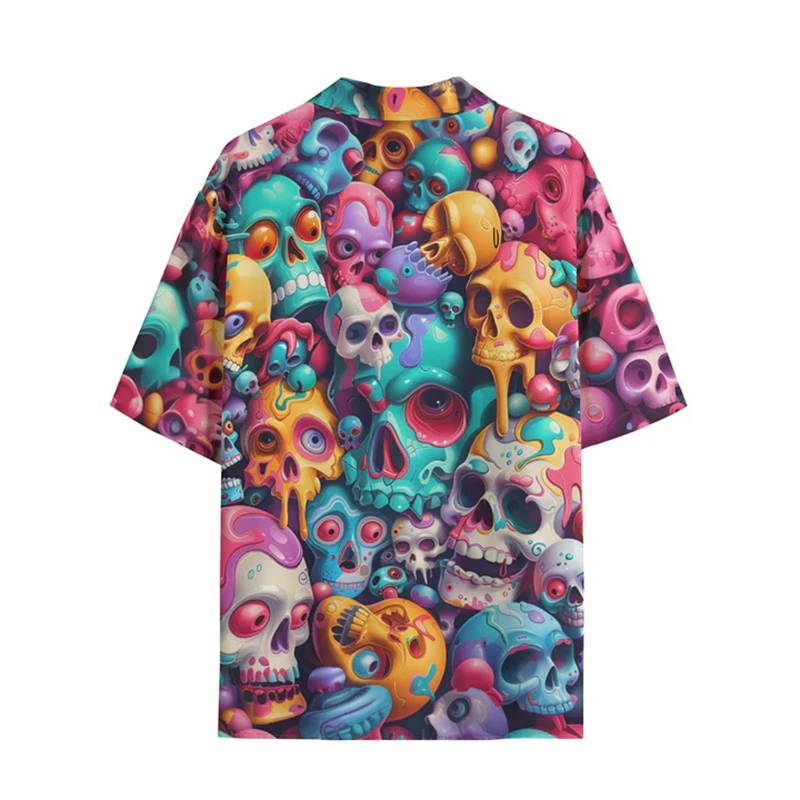 Skull 3d Printing Shirts Men Fashion Hawaiian Shirt Short Sleeve Casual Beach Shirts Boys Single-Breasted Blouse Men's Clothing