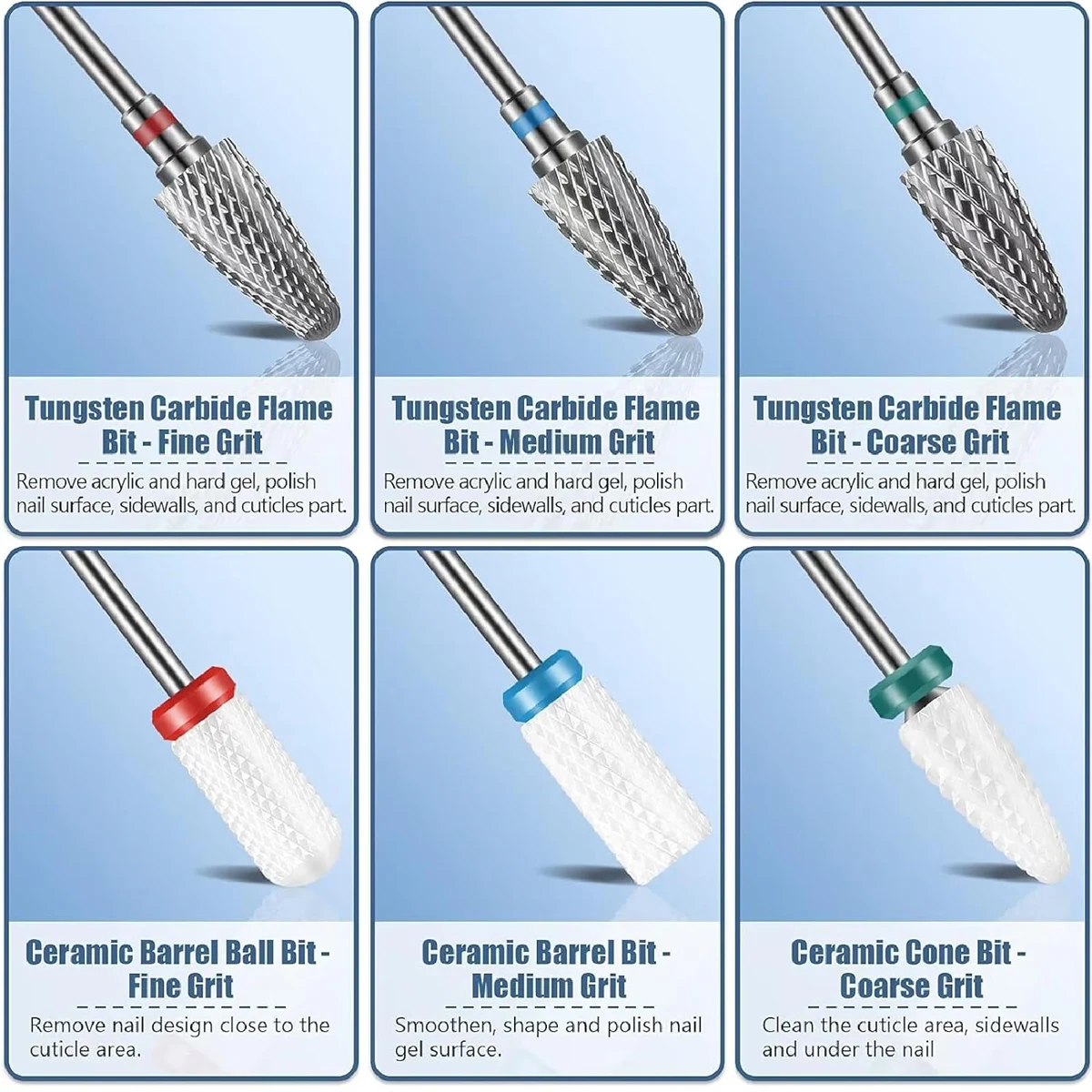 13 pçs conjunto de brocas de unhas 3/32 ''conjunto de brocas de unhas para unhas acrílicas cutícula de carboneto de diamante para broca de unhas ferramenta removedora de esmalte