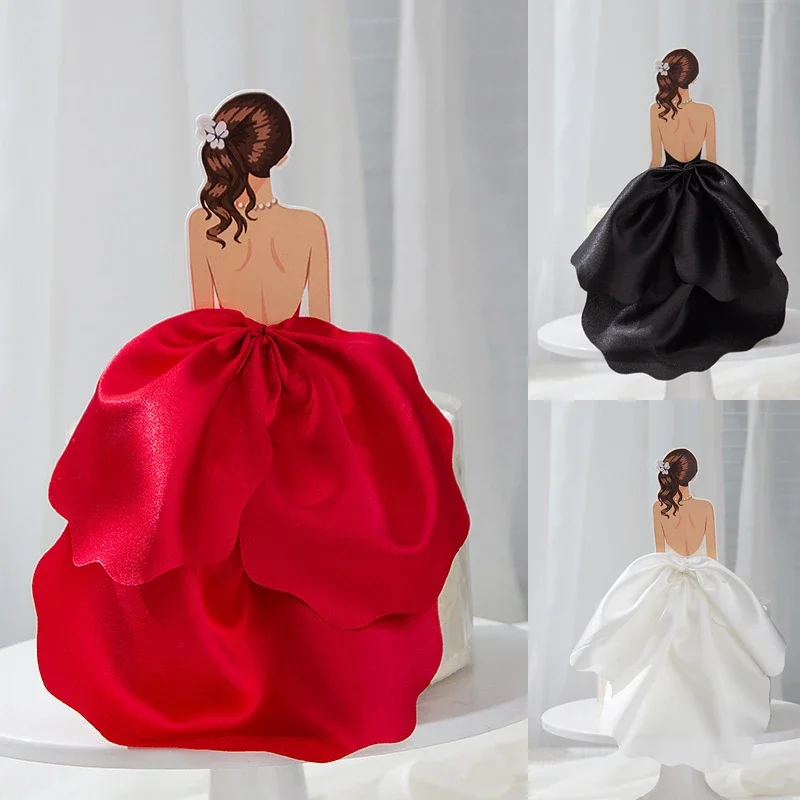 Nueva falda de gasa de seda trasera, adorno para tarta del Día de la madre feliz, decoración de magdalenas de cumpleaños para niña, suministros para fiestas, herramientas de decoración
