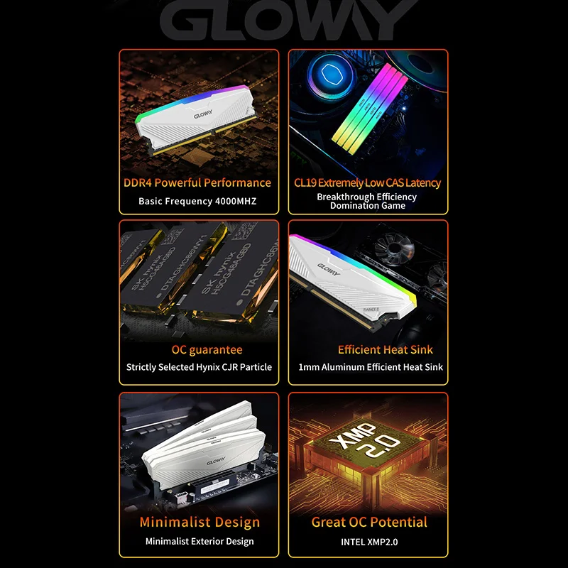 Оперативная память Gloway DDR4 8 Гб 16 Гб 3200 МГц 3600 МГц комплект 8GBx2 16GBx2 двухканальная DDR4 память для настольного компьютера ОЗУ