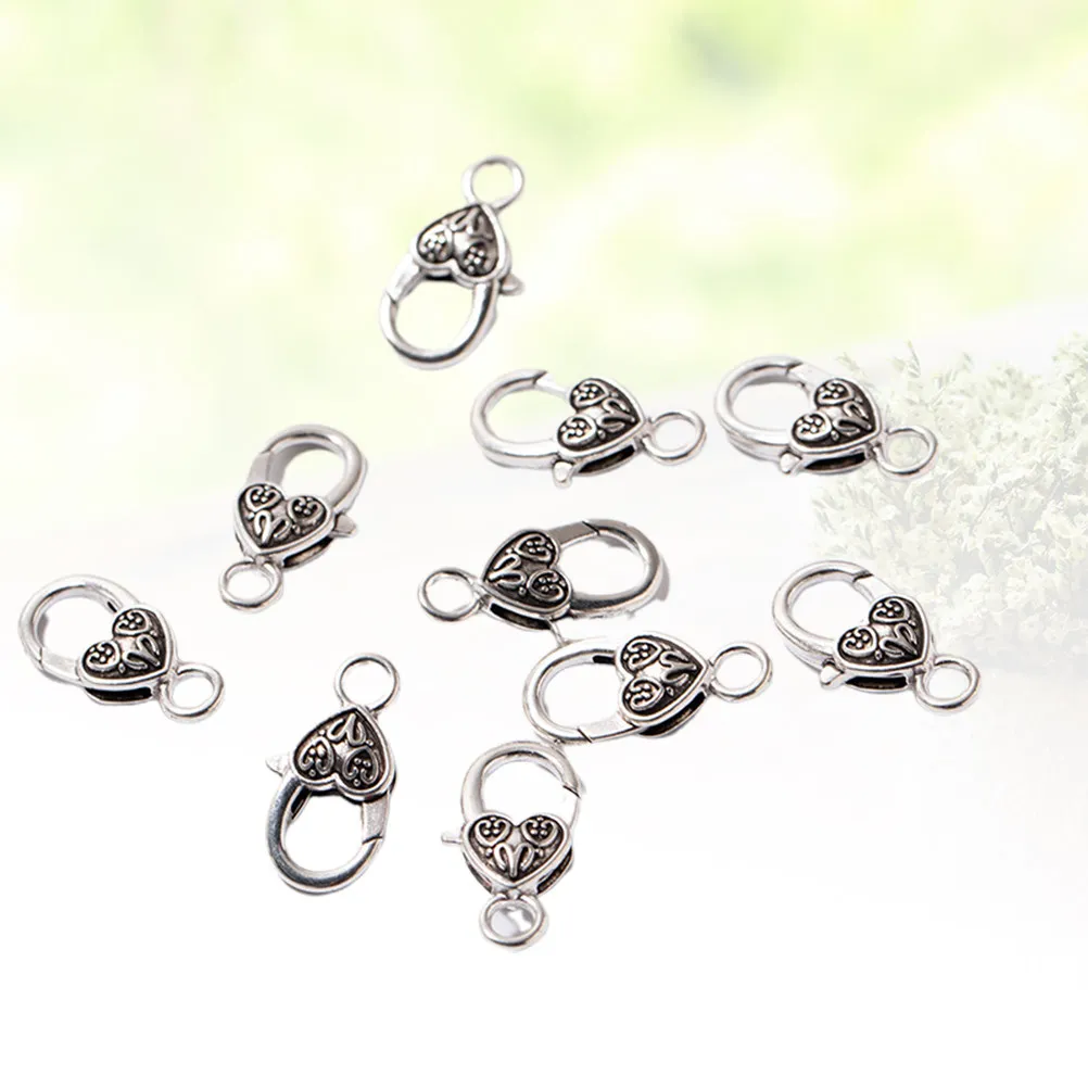 40Pcs Silver Alloy Love Shaped Clasps DIY Jewelry Making Necklace Bracelet Clasp for Crafting Repair Clasp