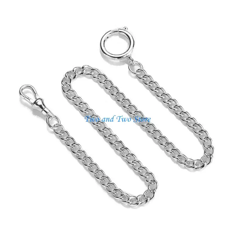 

HX6F Pocket Watch Chain Metal Belt Jeans Albert Vintage T Bar Waist Chain Link Clasp for Fob Watch Pocket Watch Accessories