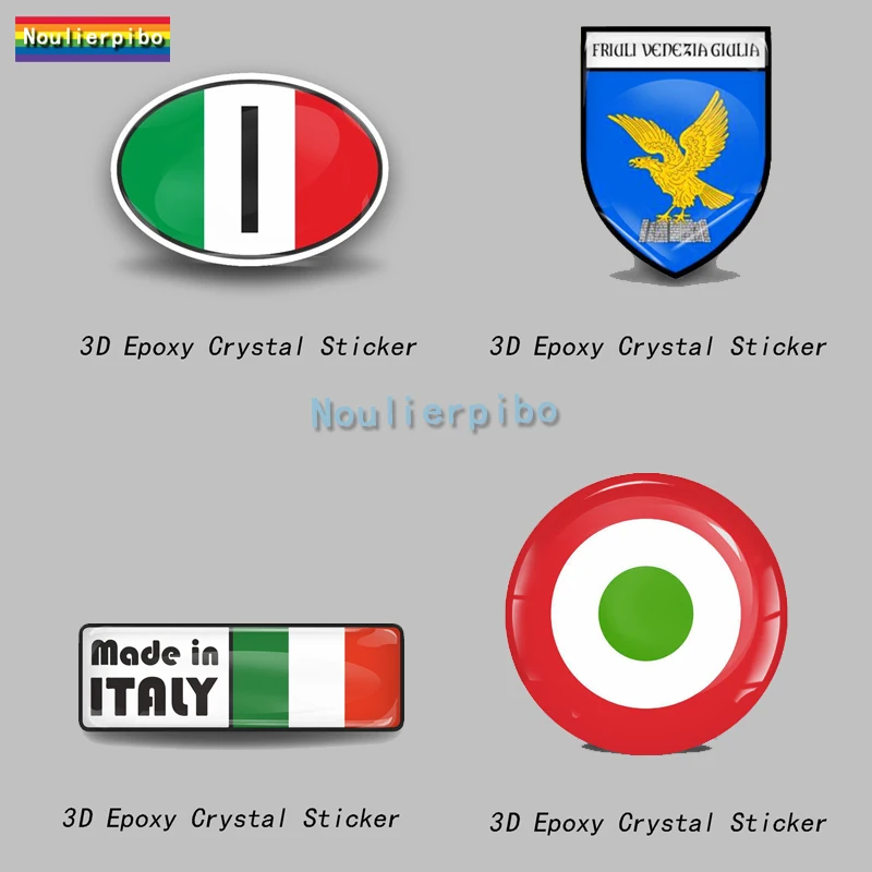 3D Epoxy Resin Italy Flag National Emblem Map Car Dome Sticker Vinyl Stereo Decal for Car Motorcycle Mobile Phone Trolley Case