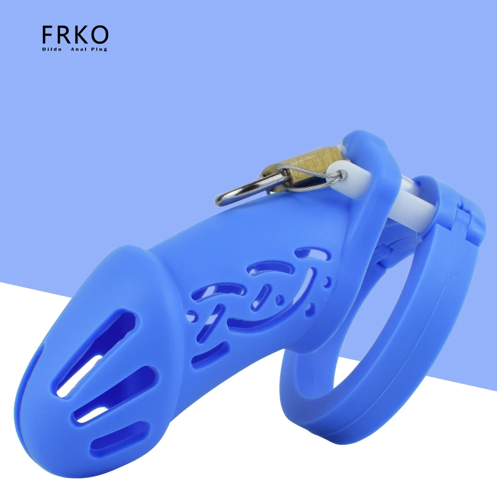 

FRRK Soft Silicone Long Male Chastity Cage Lock Cock With 5 Sizes Penis Ring Lightweight BDSM Sex Toys For Men Gay Sexshop