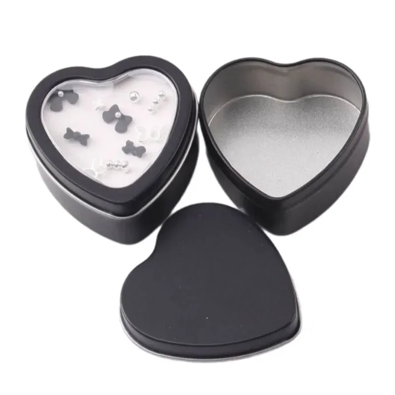 30Pcs Heart-shape Metal Jars Empty Tinplate Box For DIY Making Candle Cream Cosmetic Storage Containers Jewelry Display Boxes