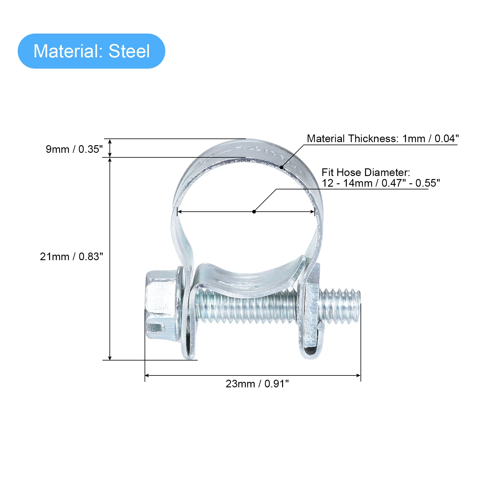 Mini Fuel Injection Hose Clamp Zinc Plated Steel Fuel Line Clamp