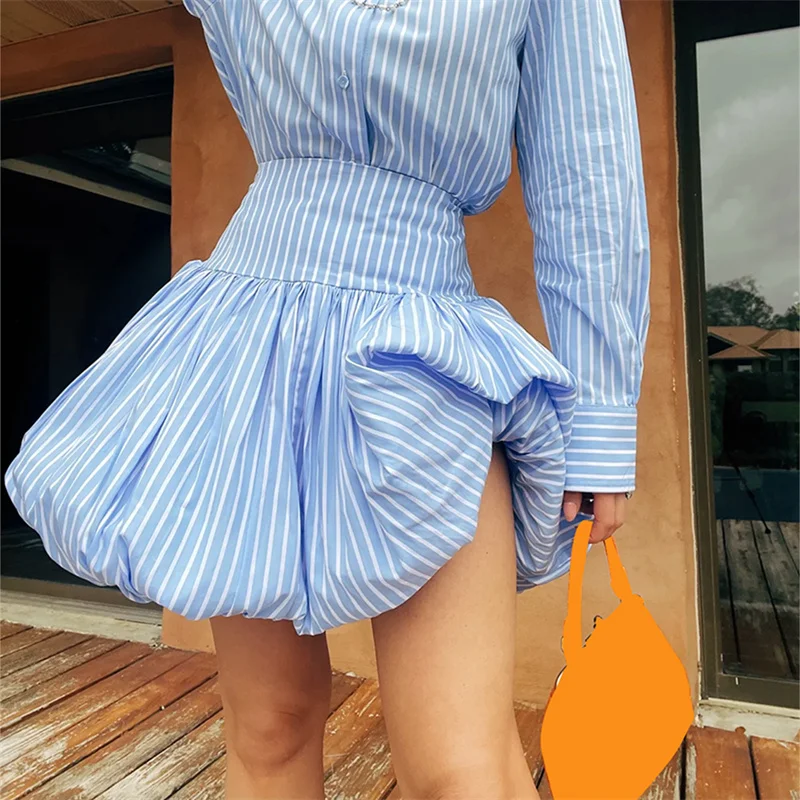 

Womens Y2K Mini Bubble Skirt High Waist Ruffle Hem Pleated Short Skirt Cute Retro Puffy A Line Balloon Skirt Streetwear