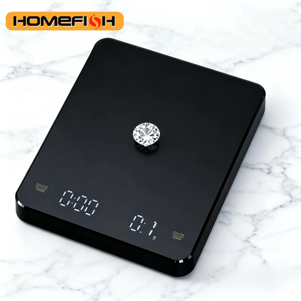 Digital Coffee Scale with Timer and LED Display USB-Rechargeable for Espresso Maximum Capacity 3kg 0.1g High-Precision Kitchen S