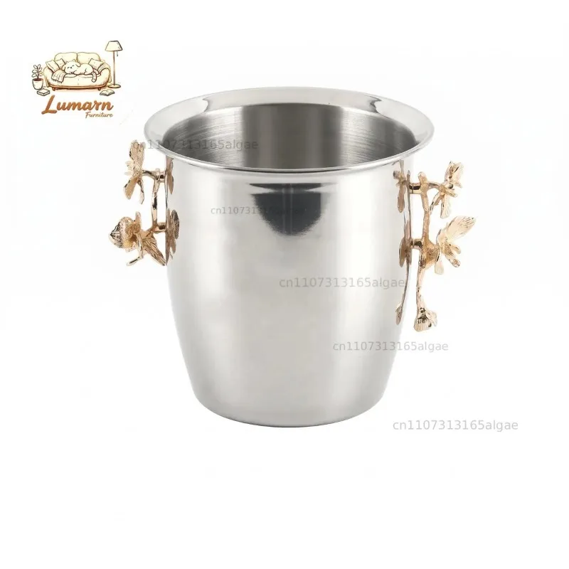 Ice Bucket Reflective Metal Finish Ice Bucket Tapered Body Party Tableware for Serving, Display