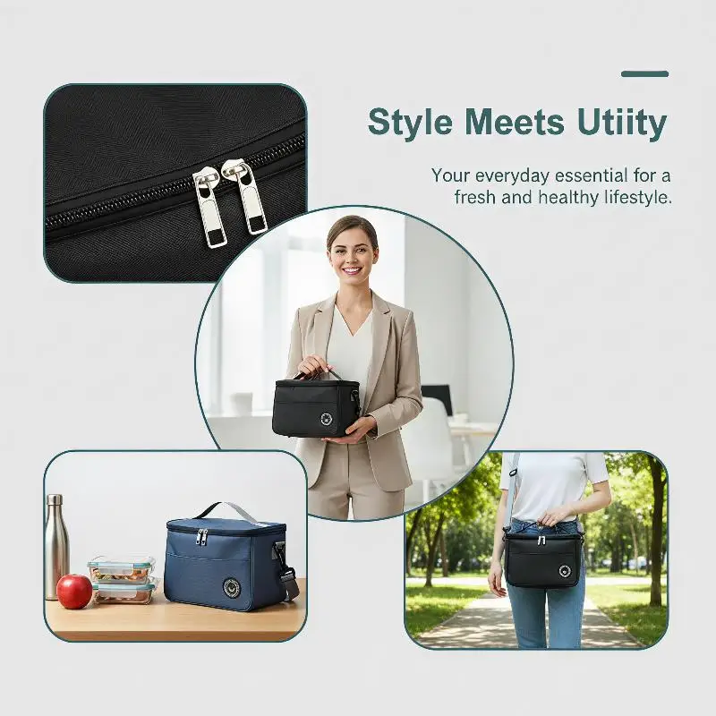 Large Capacity Insulated Lunch Bag Waterproof Portable Thermal Food Tote for Adult Kids Office School Daily Use
