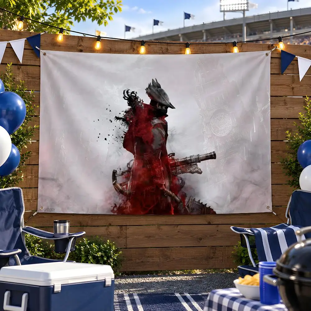 Game Gothic Action Bloodborne Flags Fan Flag Banner Outdoor Garden Lawn Yard Patio Camping Party Wall Decor Gift