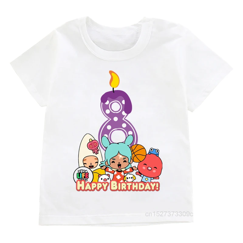 Koszulka dziecięca 1-9 Koszulki urodzinowe Hot Game Toca Life World Cartoon Print T Shirt Girls And Boys Tops Kids Cute Clothes