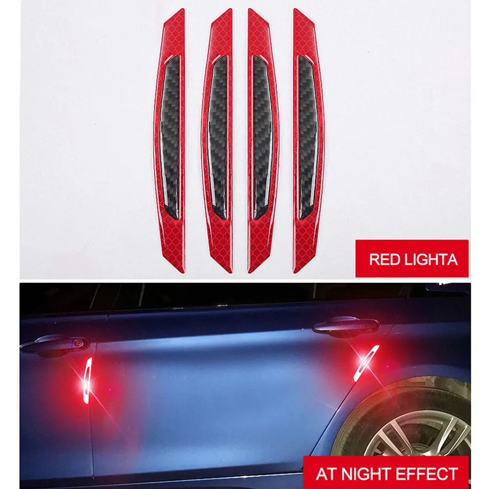 

4Pcs/Set Reflective Warning Door Side Edge Protection Anti-Scratch Protector Glue Sticker For Auto Car