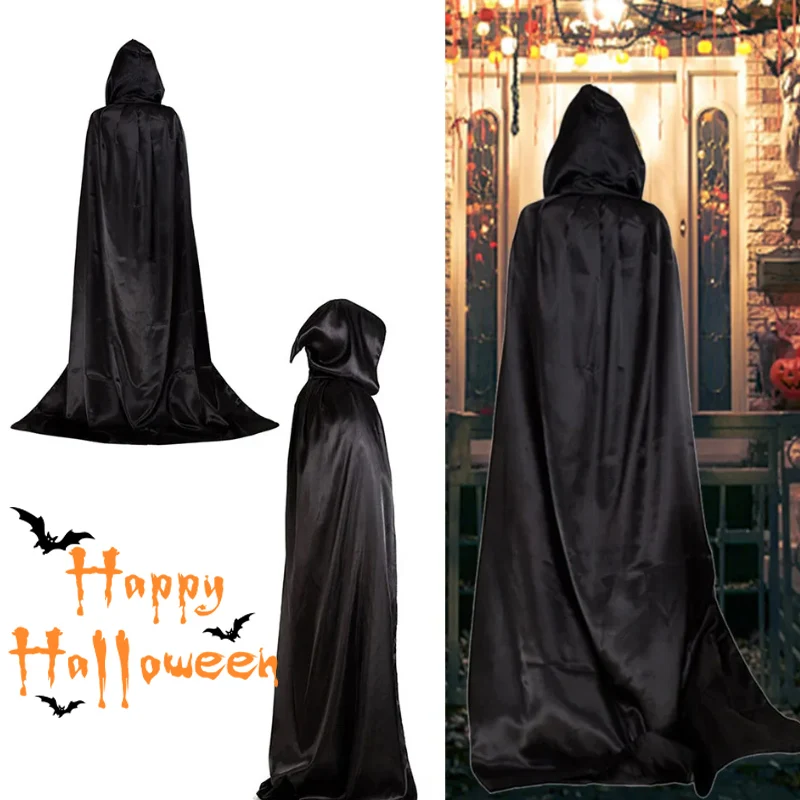 

Cape Costume with Hood for Halloween Long Black Cape Perfect for Parties and Festive Events Halloween Costumes Party