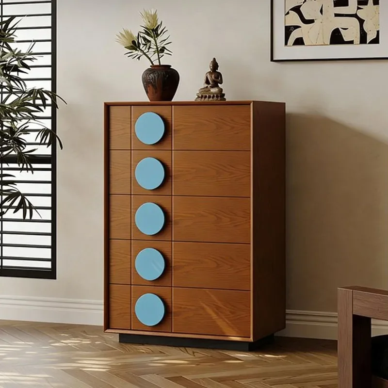 Wabi Sansan Solid Wood Chest Antique Storage Cabinet for Small Apartment Living Room Bedroom Bed End Floor Locker