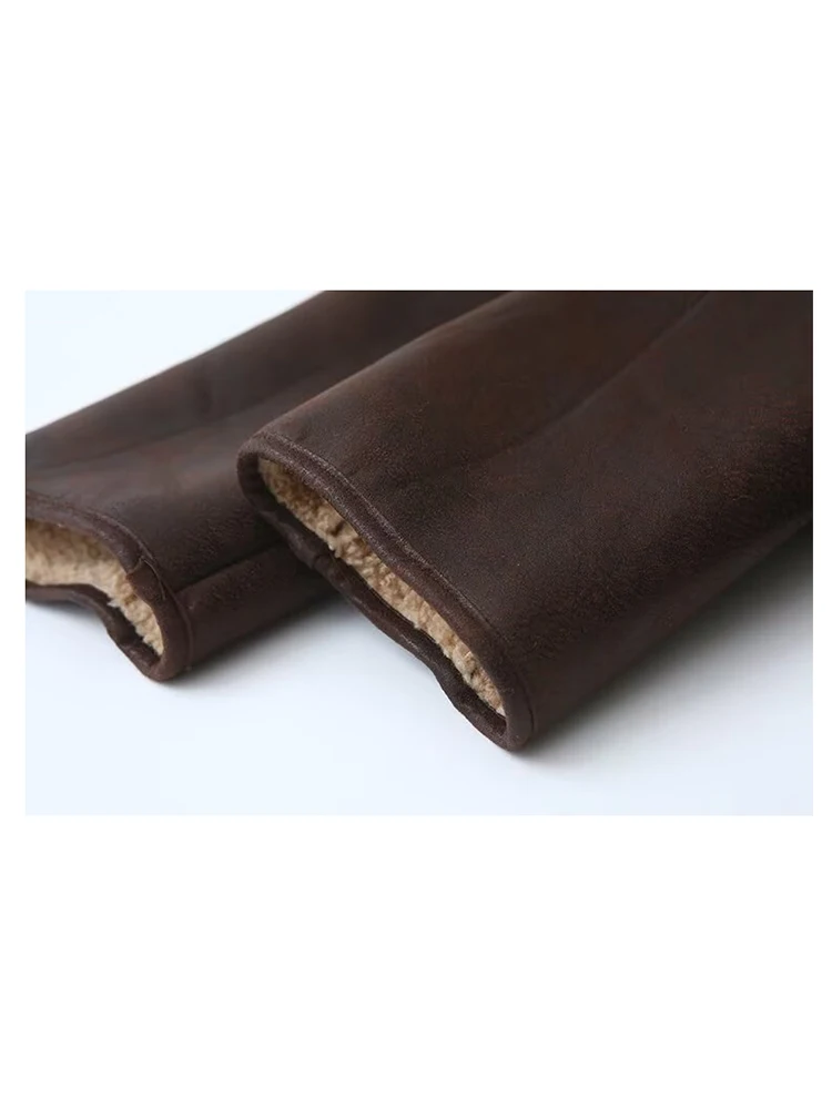 Vintage casual feminino jaquetas de couro artificial turn-down colarinho único breasted solto casacos grossos moda outwears