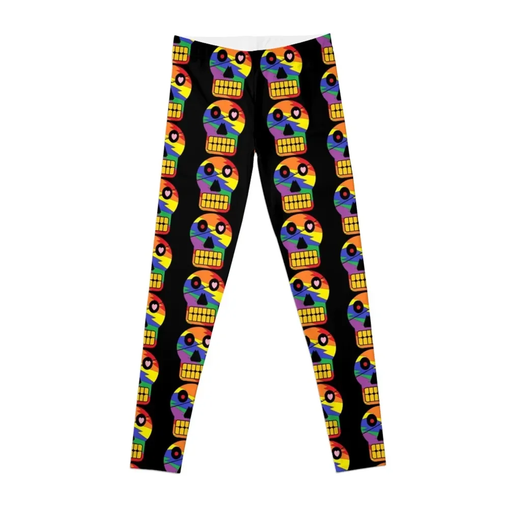 

The Sassy Rainbow Pirate Sugar Skull Leggings Leginsy push up sporty woman gym Tight fitting woman Womens Leggings