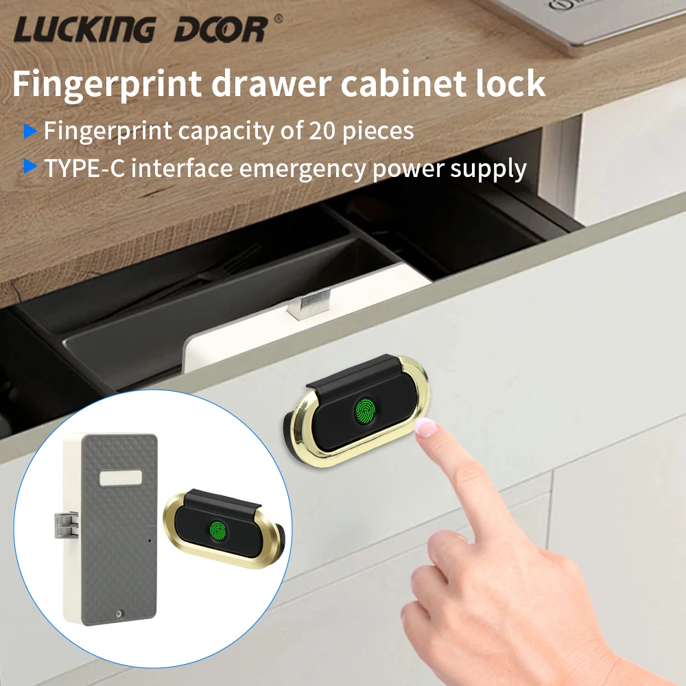 

Electronic Smart Fingerprint Lock Biometric Drawer Lock Fingerprint Unlock Smart Door Lock for Drawer Cabinet Locker Furniture