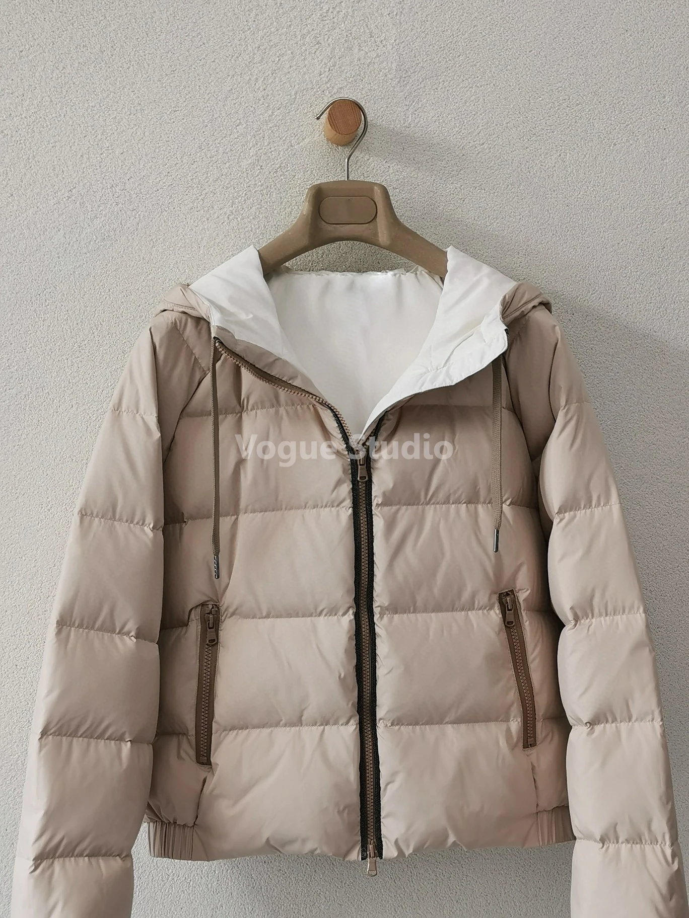 Autumn spring casual hooded quilted down jacket