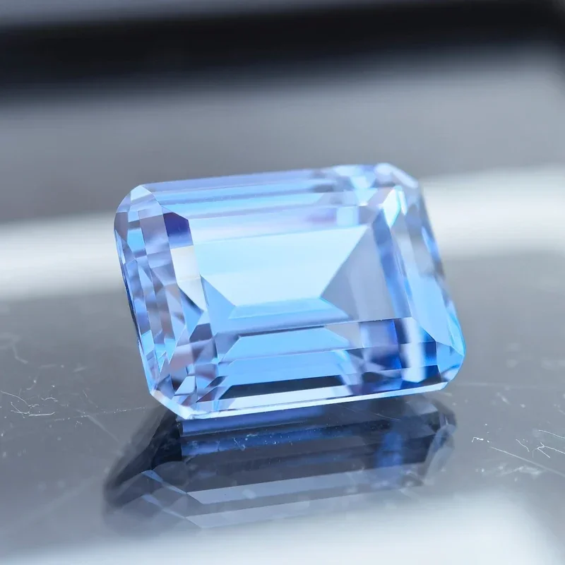 Lab Grown Sapphire Emerald Cut Cornflower Color Gemstone for Charms DIY Ring Necklace Earrings Materials Selectable Certificate