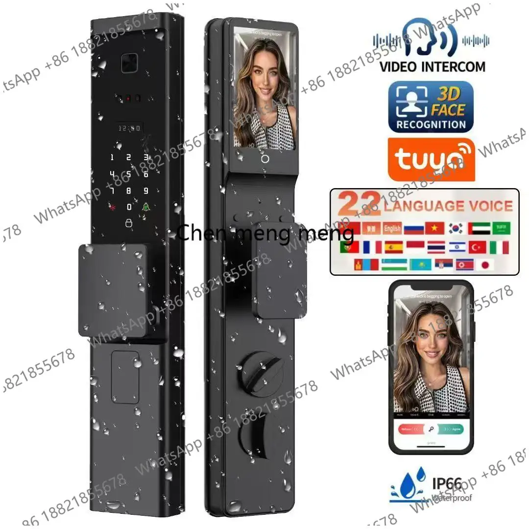 Remote video waterproof facial recognition lock Smart fingerprint lock Automatic anti-theft monitoring Electronic password lock