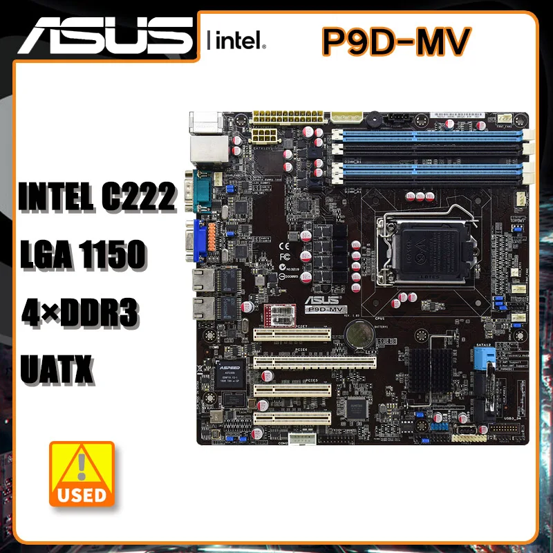 

LGA 1150 Motherboard ASUS P9D-MV DDR3 RAM 32GB SATA 3 Intel C222 USB3.0 1xPCI-E X16 ATX for Intel Xeon E3-1200 V3 Cpus