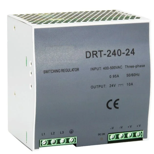 

DRT-240-24 240W 10A 24V three phase Industrial DIN Rail Power Supply