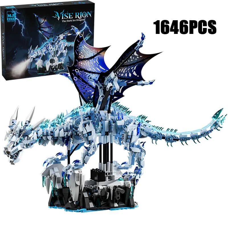 

1646PCS Creative Vise Rion The Dark Ice Dragon Building Blocks Desktop Display Toys Birthday Gift For Children Kids