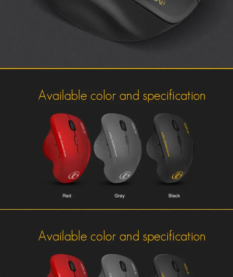 

T66 2.4G Wireless Silent Click Mouse 3 Adjustable DPI 6 Buttons Power Saving USB Plug Play Mice For Laptop Office Gaming