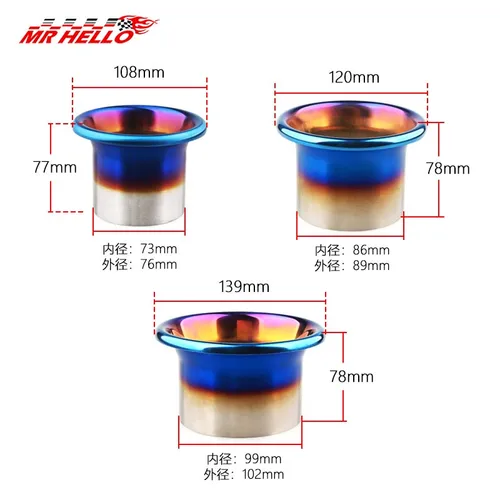 Imagen 2 del producto Kit de bocina Turbo de estaca de velocidad de entrada de compresor de aire frío para coche de carreras de acero inoxidable con punta azul de entrada de 3/3,5/4 pulgadas ﻿