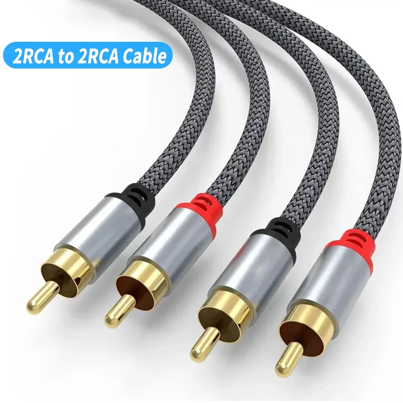 RCA Cable 2 RCA to 2 RCA Male to Male Stereo Audio Aux Cable Jack for HDTV Home Theater DVD Loudspeaker Box Power Amplifier 5m