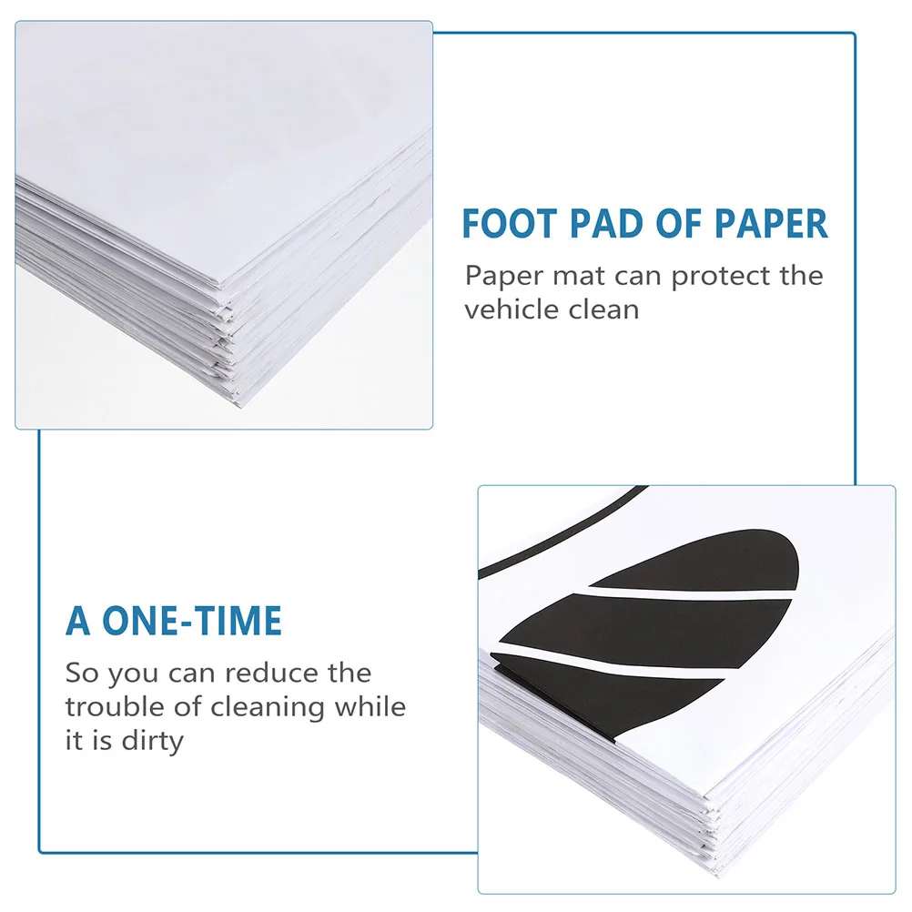 

60 Pcs Paper Floor Mats for Car Disposable Auto Foot Pads Waterproof Vehicle Protection Black White Large Mat Car Interior
