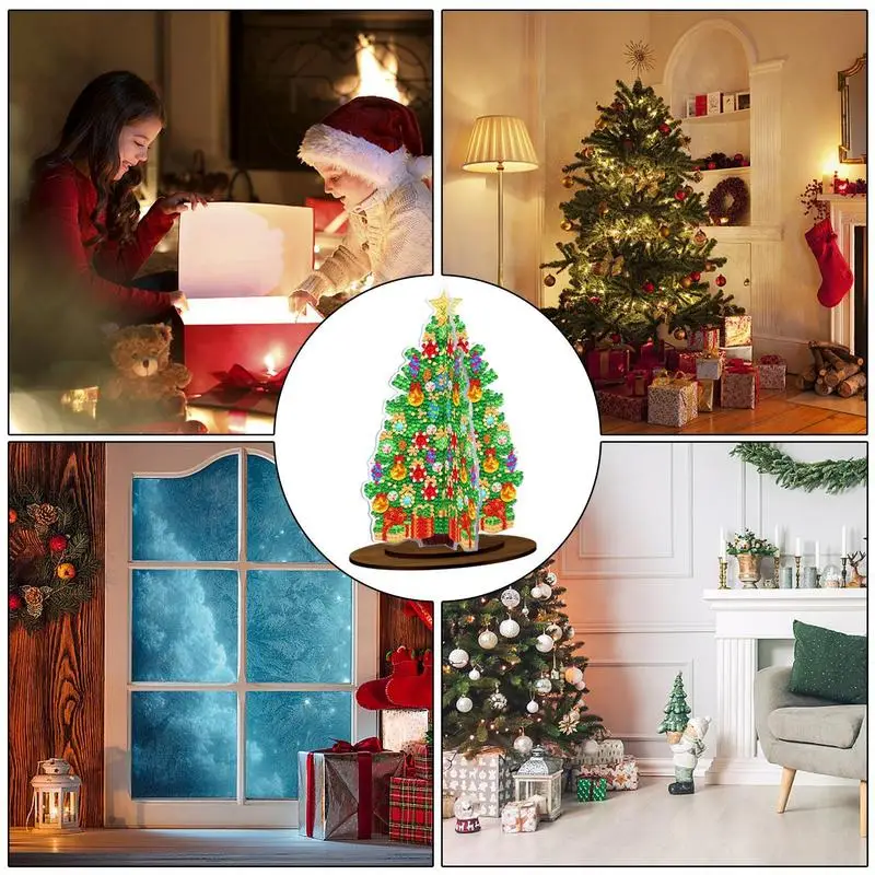 20*14CM Christmas Crystal Art Painting DIY Diamond Xmas Tree Art Painting Kit Home Decoration Art Craft Mosaic Painting Ornament