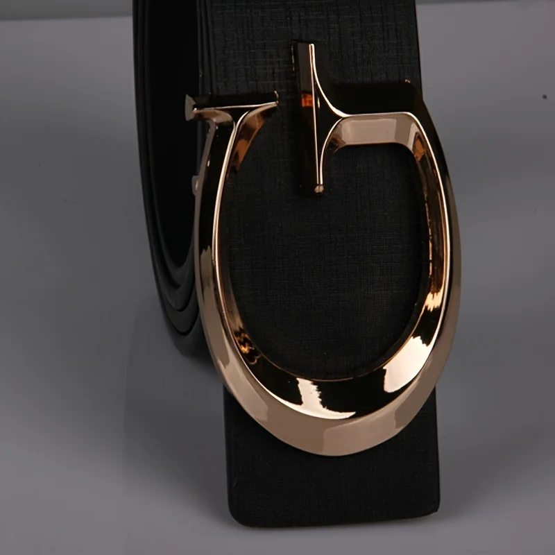 حزام خصر من جلد البولي يوريثان بتصميم كاجوال للجنسين، حزام خصر جينز ذهبي فاخر عالي الجودة، اختيار مثالي لهدية العيد
