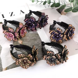 AWAYTR Colorful Crystal Flower Hair Claw Large Flowers Women Crab Clamp Barrettes Hair Clip Shark Clip Hair Accessories