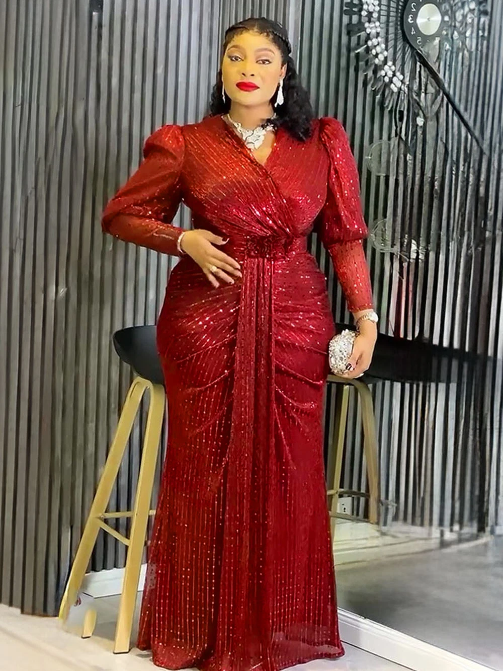 

African Women Long Dresses Ankara Dashiki Sequin Turkey Africa Clothes Wedding Party Evening Gowns Elegant Lady Birthday Dress