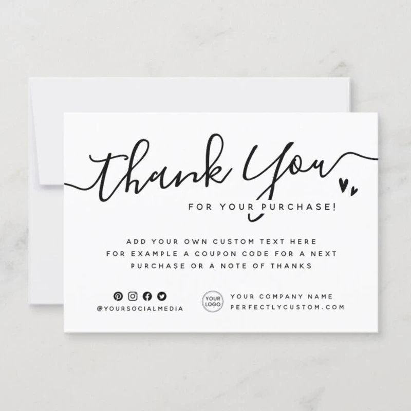 Personalized Business Card Style Card Ideal for Order Thank You, Custom Logo Decoration, Wedding Invitation