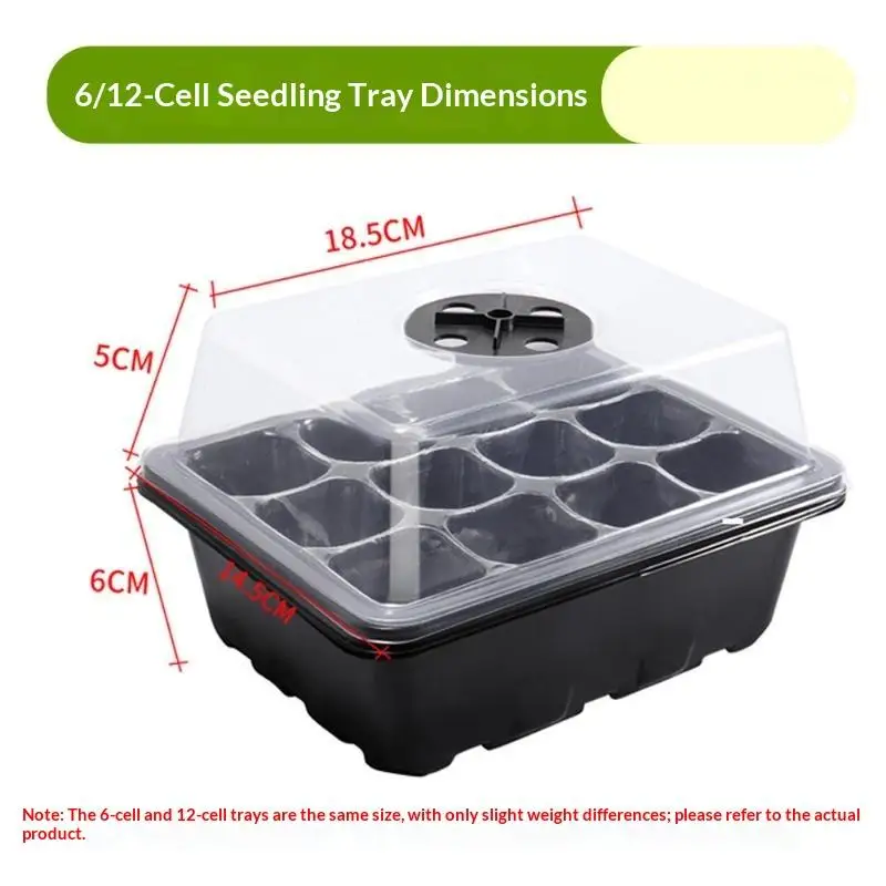 6/12-Cell Home Seed Starter Tray With Grow Light Germination Kits Adjustable Humidity Dome Seedling Tray For Gardening