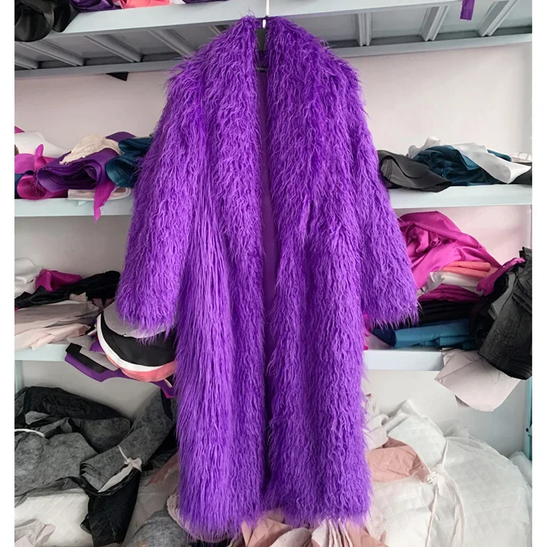 Mulheres imitação de pele do falso casaco longo cardigan térmico solto fino ajuste casacos de pelúcia jaqueta feminina outono inverno peludo outerwear