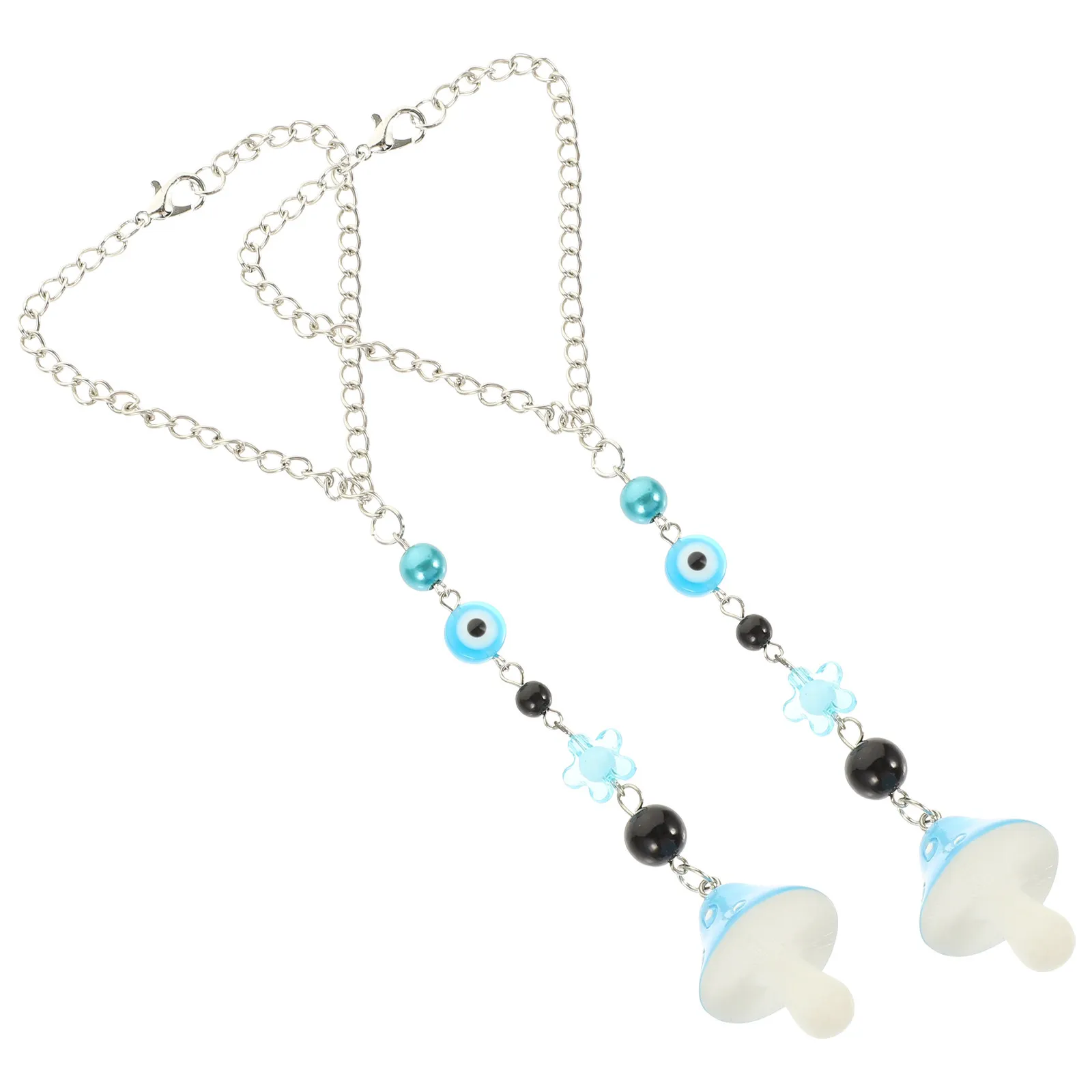 2Pcs Premium Resin Mushroom Evil Eye Hanging Ornaments for Car Rearview Mirror Window Wall Home Decor Aesthetic Car Hanging