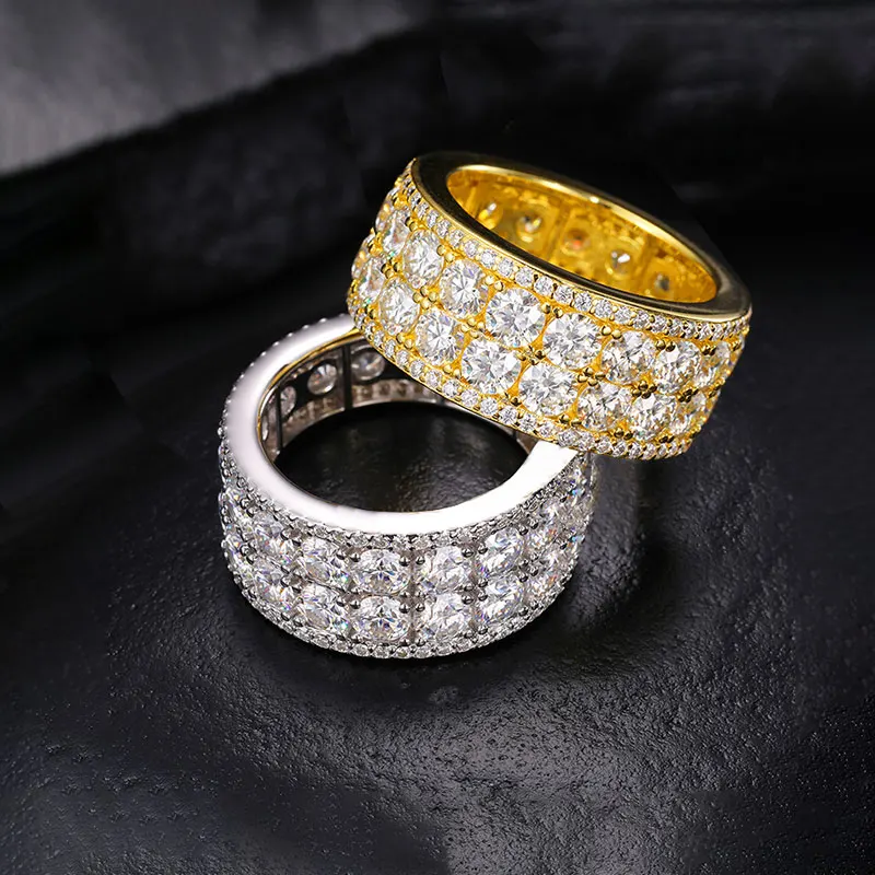 TUHE Unisex luxury 925 Silver Ring Moissanite Stone Iced Out Moissanite Rings For Women Men Hip Hop Gifts