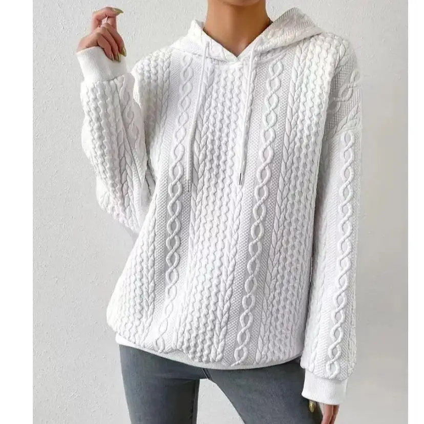 

Женская толстовка больших размеров, повседневная цельная толстовка из полиэфирного волокна, весна 2025 цветов, свободный топ с капюшоном