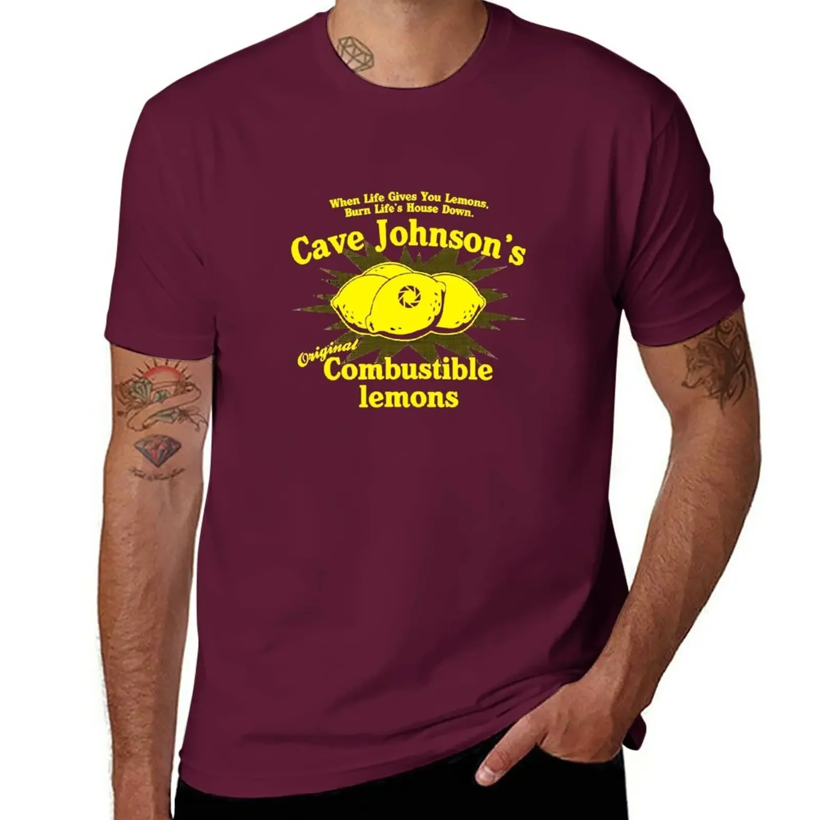 T shirt man Men's cotton harajuku graphic men clothing oversized New Cave Johnson's Combustible Lemons T-Shirt cute tops