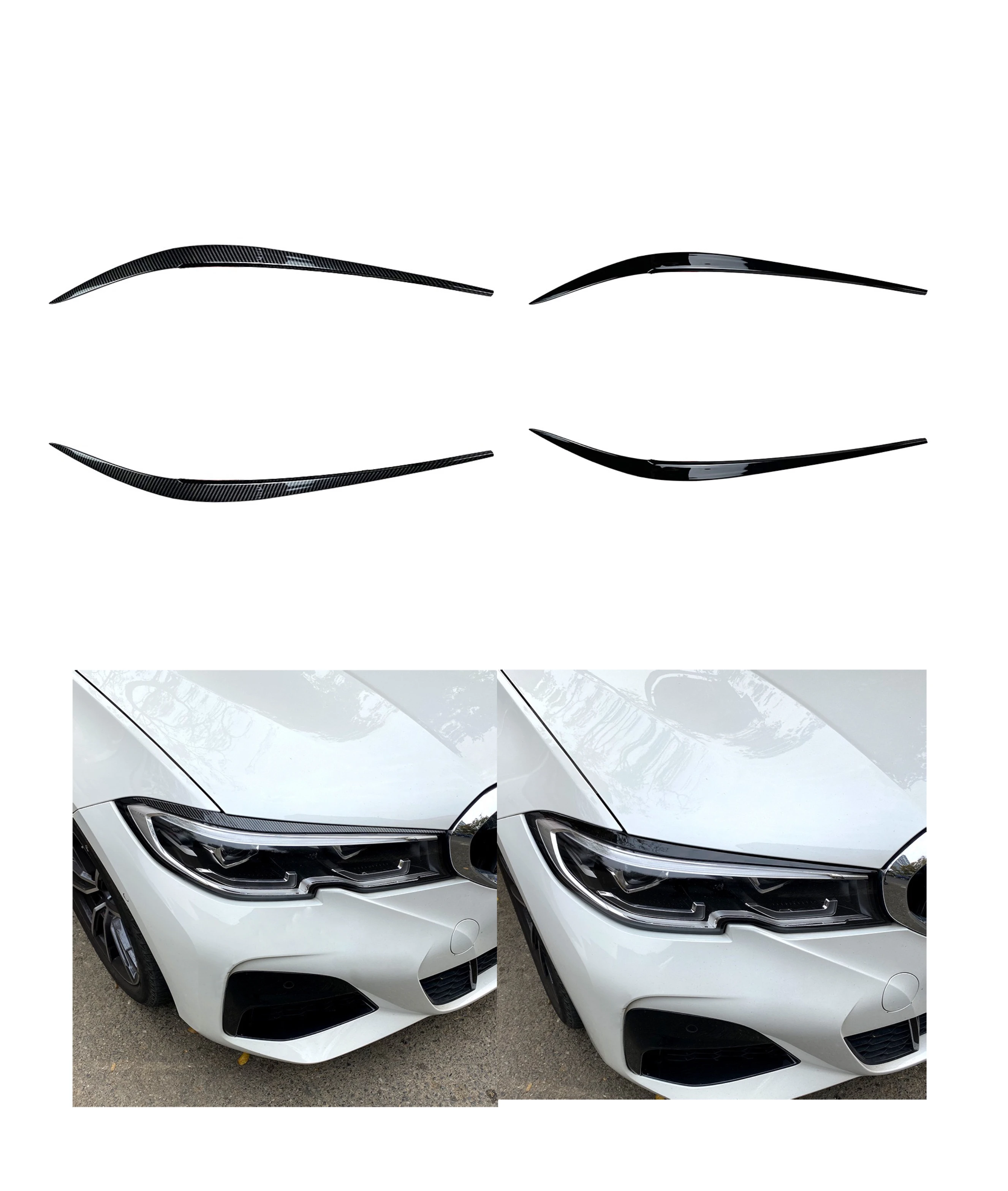 

for BMW 3 Series G20 G28 Sedan 2019 2020 2021 Car Headlight Eyelids Eyebrows ABS Gloss Black Lids Plastic Accessories