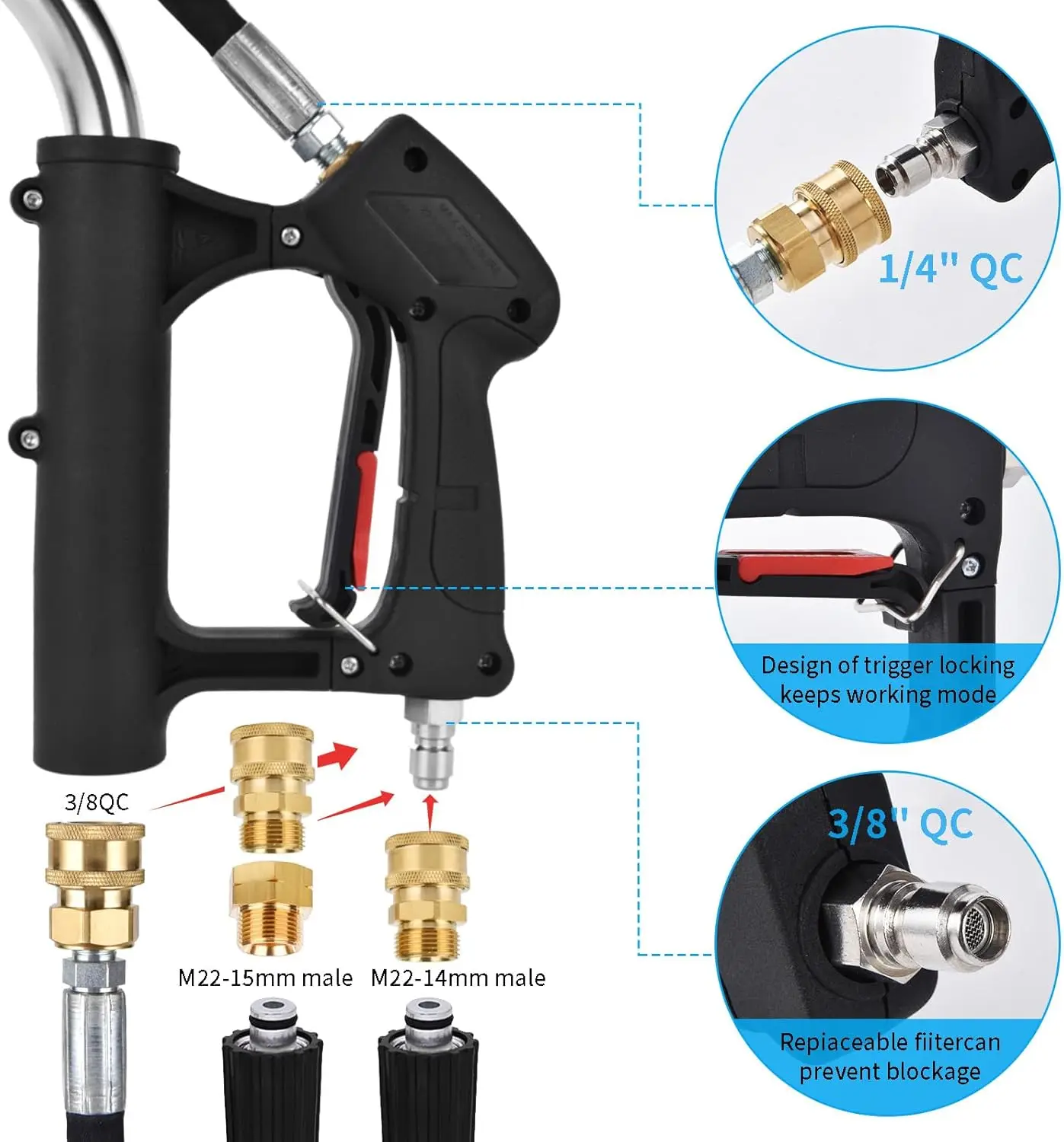 

24-футовый телескопический удлинитель для мойки высокого давления, алюминиевый удлинитель для мойки высокого давления с 7 насадками, прямые продажи с фабрики