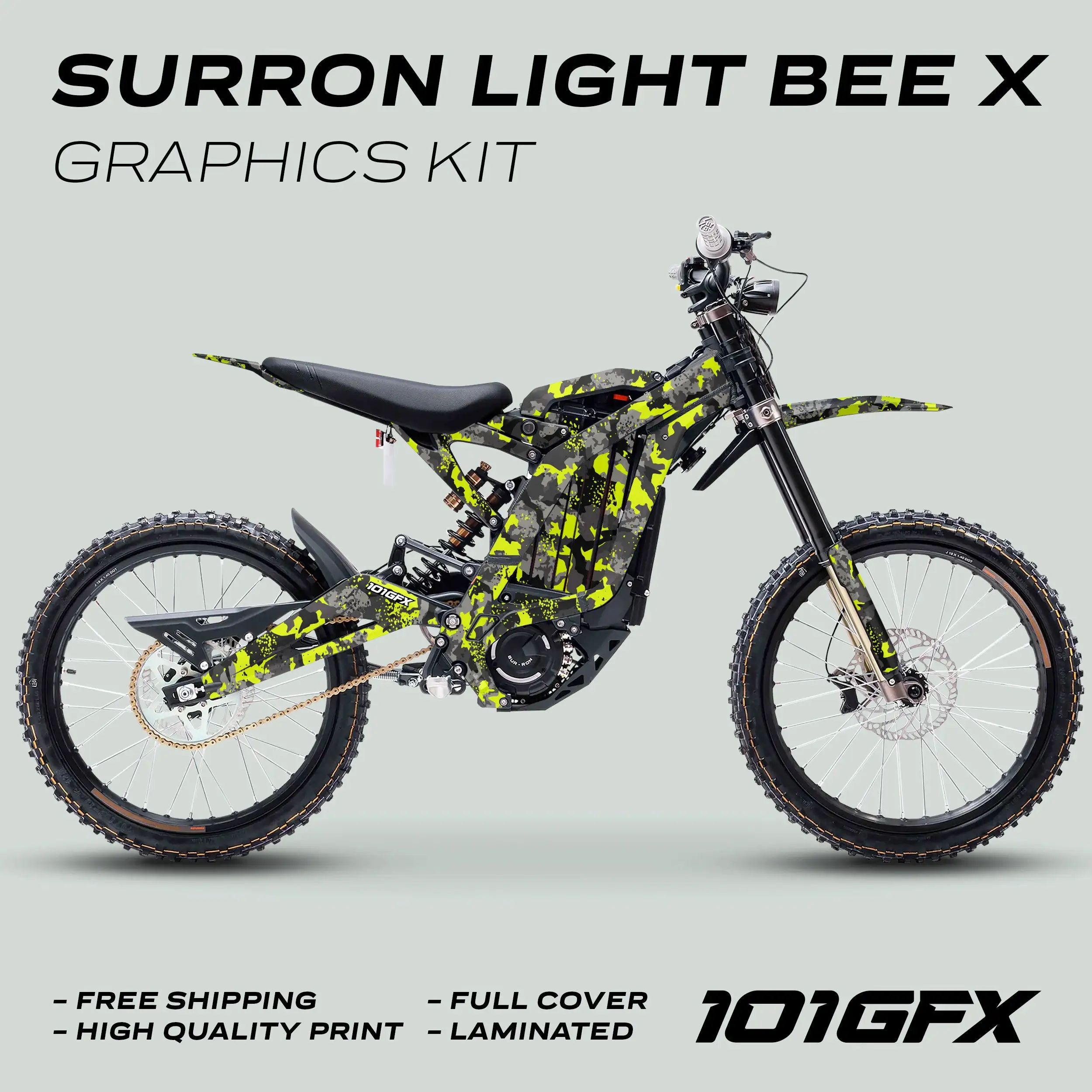 Graphics Kit SPLAT CAMO GREEN Decals Stickers Laminated Thick  L1E For Surron Light Bee X