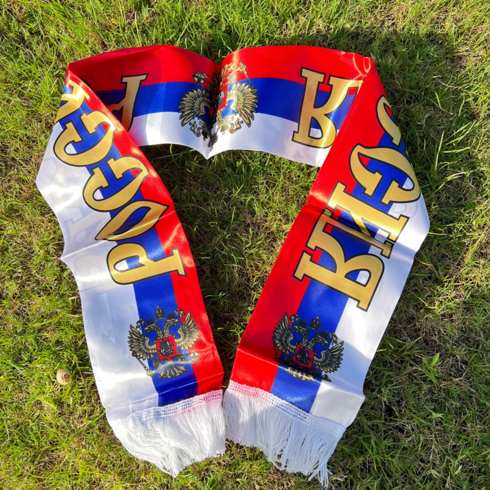 Russia scarf 14*130cm russia flag Custom Scarf football team Scarf Printing Satin Russian banner