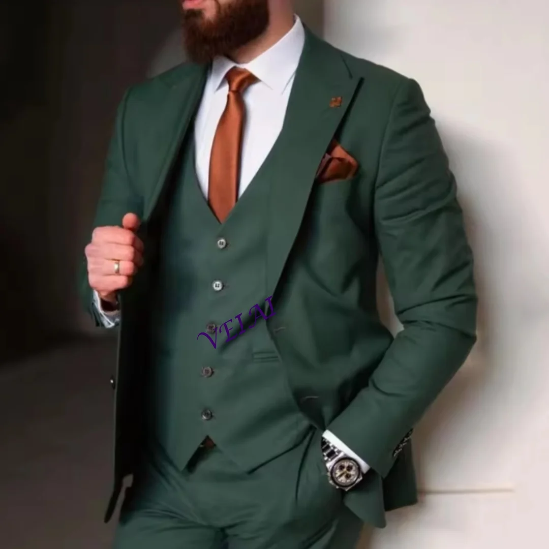 

CustomizedTailor Made Men Suits For Wedding Slim Fit Elegant Classic Formal Groom Wear Suits Blazer+Vest+Pants 3 Pieces Terno Ma