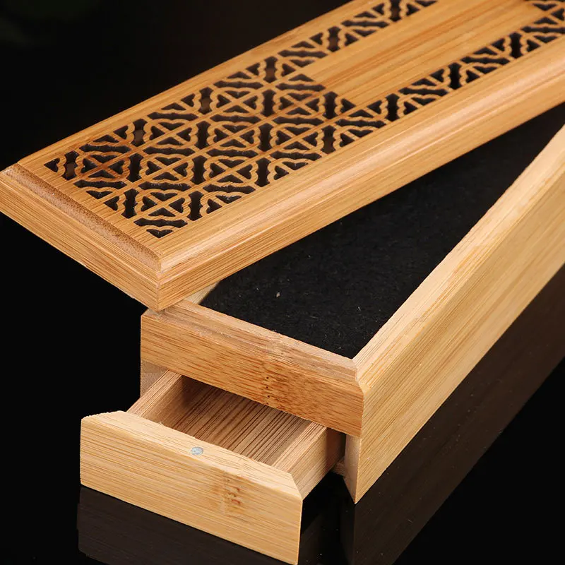 Bamboo Incense Burner Two Layers Home Studio Incense Storage Box Burner